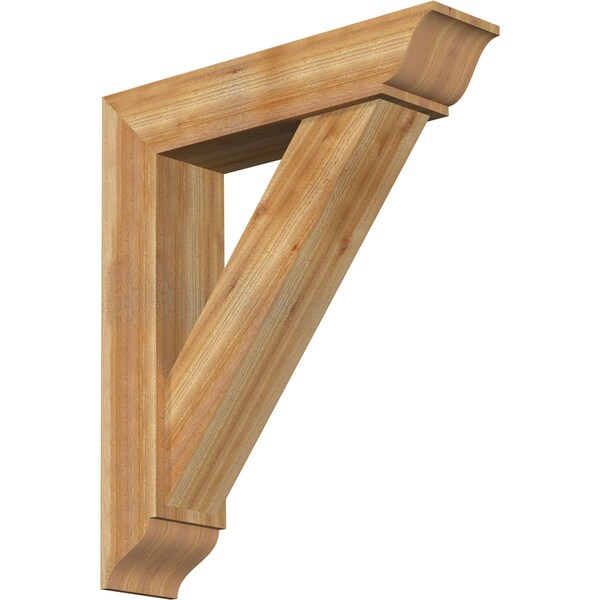 Ekena Millwork Traditional Traditional Rough Sawn Bracket w/ Offset Brace, Western Red Cedar, 8"W x 34"D x 40"H BKT0806X34X40TRA01RWR - main
